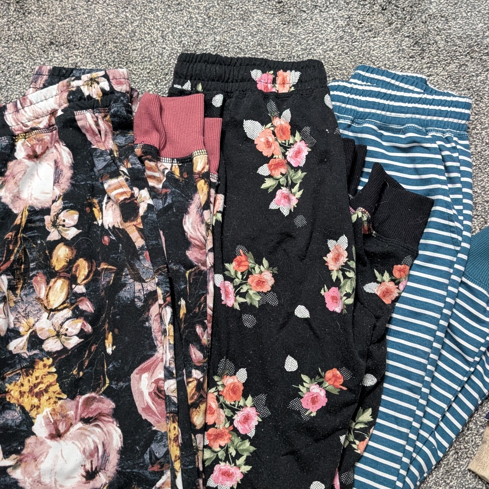 LuLaRoe Floral and Striped Joggers - Multicolor
